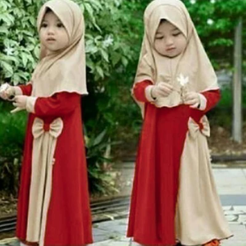 HASASERIES HS1201 Ensemble 2 pièces, Abaya pour enfant avec Khimar une couche.
