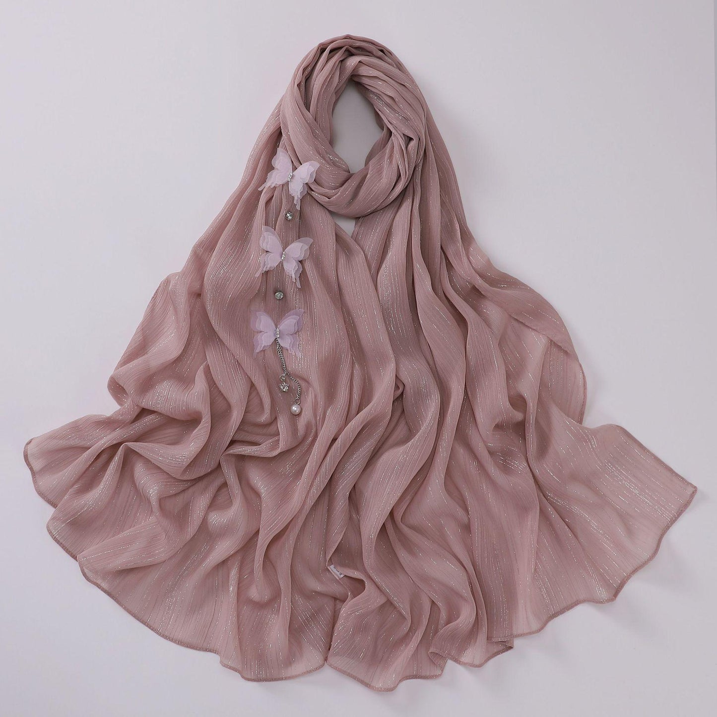 HASASERIES HS1112 Butterfly Long Headband Muslim Hijab