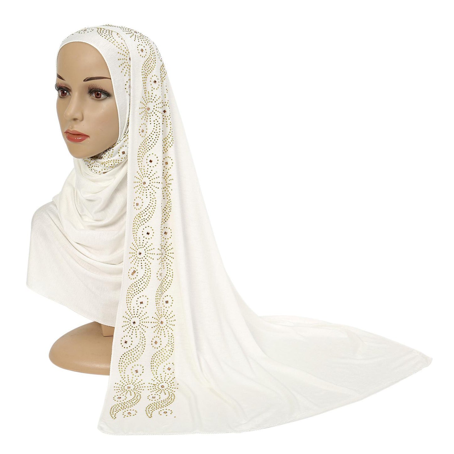 HASASERIES HS1145 Solid Color Rhinestone Headscarf