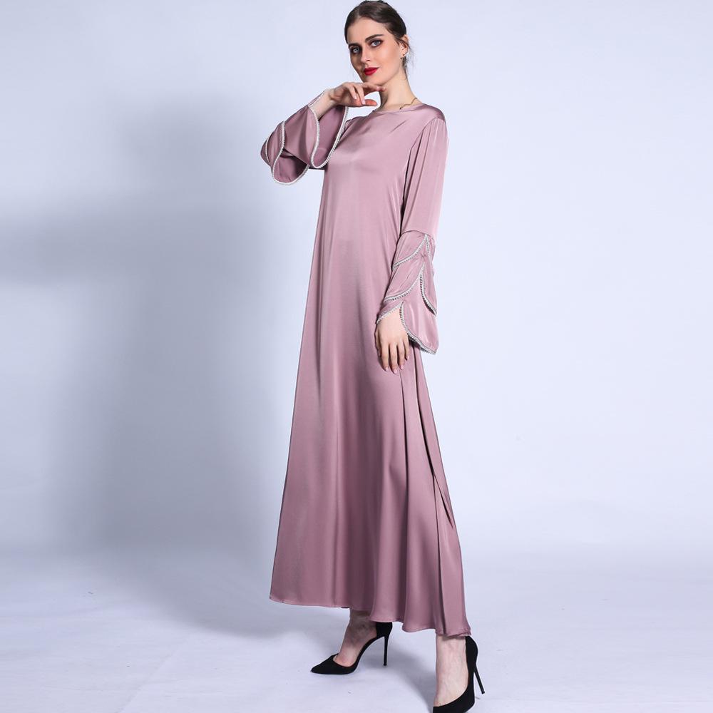 HS0431 Matte Dress Mermaid Three-layer Sleeve Bright Beads A-line Large Swing Long Skirt Female