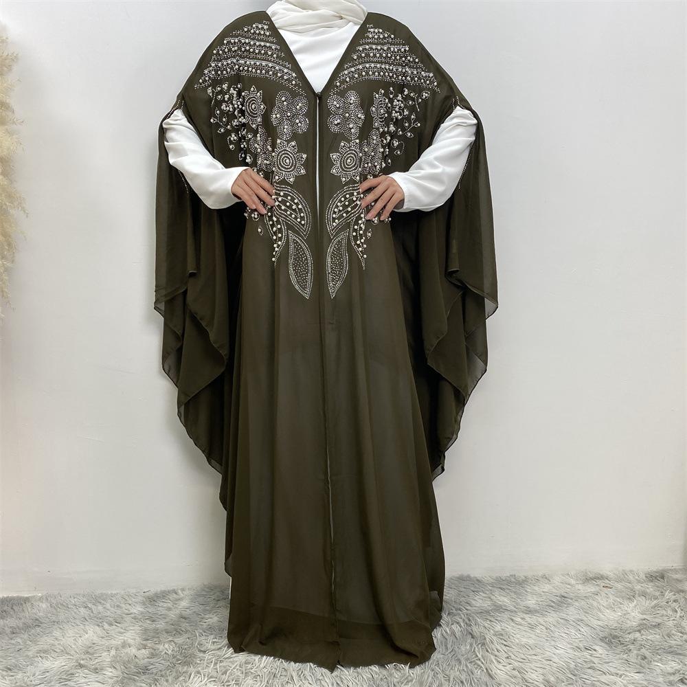 Robe cardigan musulmane à strass HASASERIES HS1085