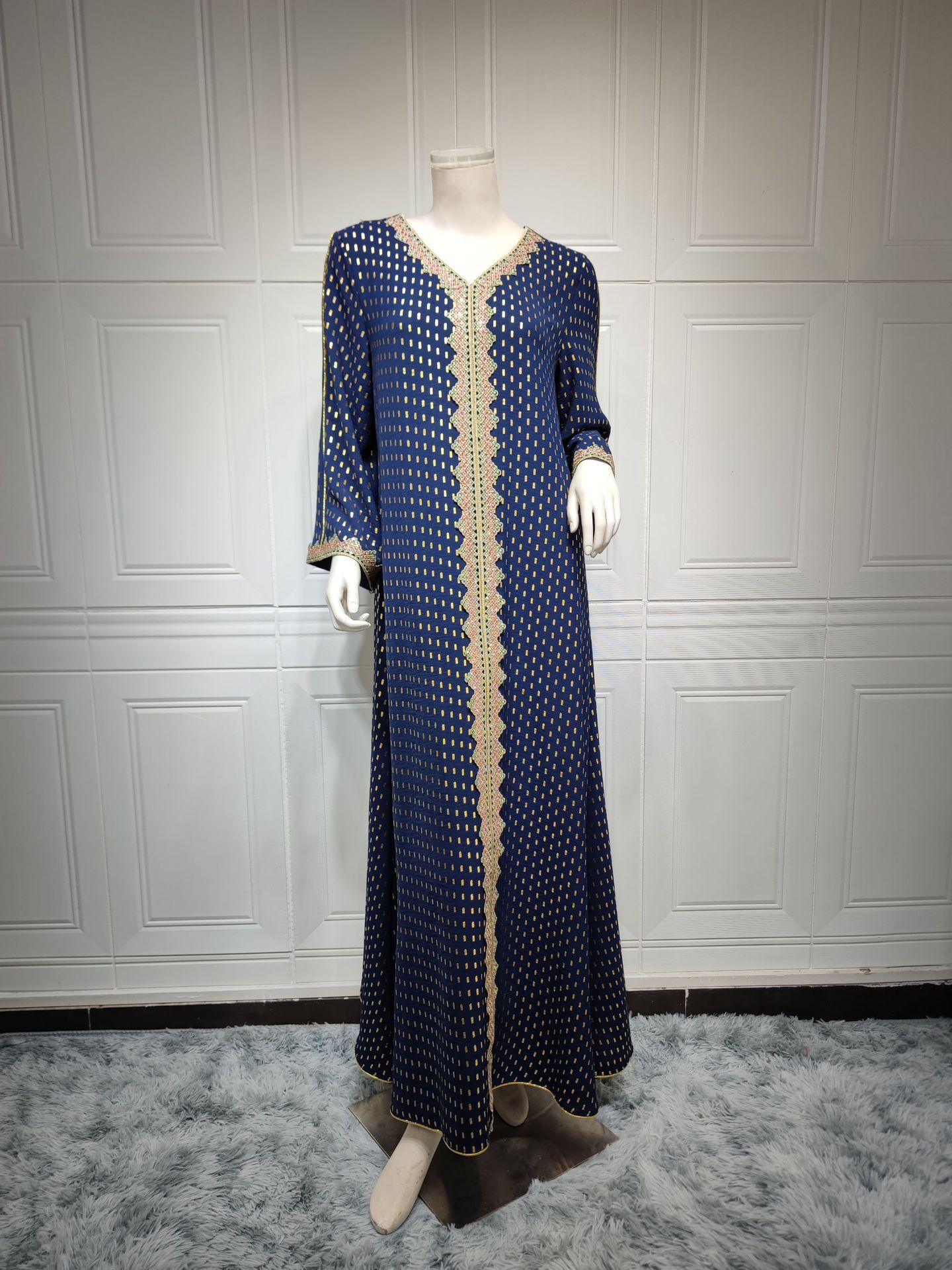 HS0442 Middle East Women's Clothing New Bronzing Muslim Dubai Robe