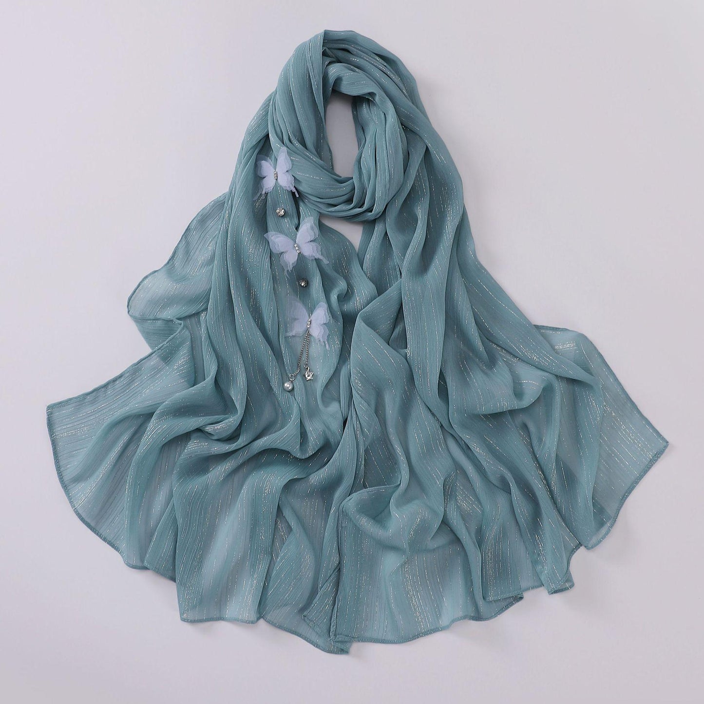 HASASERIES HS1112 Butterfly Long Headband Muslim Hijab
