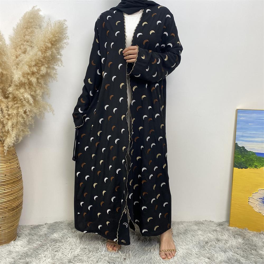 HASASERIES HS0927 Explosions Heavy Industry Embroidery Cardigan Abaya