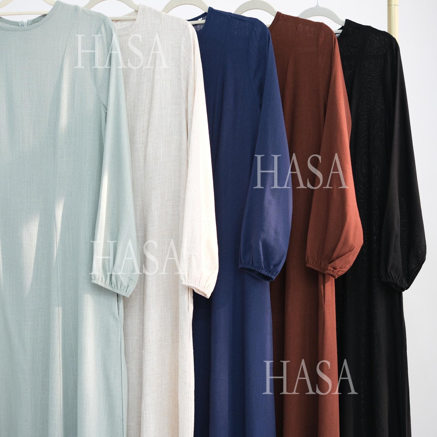 HASA HS5868 Solid Color Swing Comfortable Dress Robe Waist Cinching