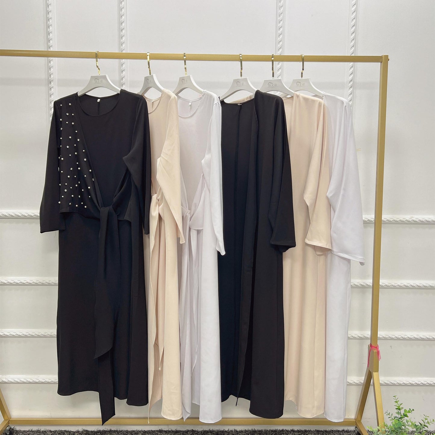 HASASERIES HS1012 Ensemble 2 pièces Cardigan de couleur unie + robe intérieure
