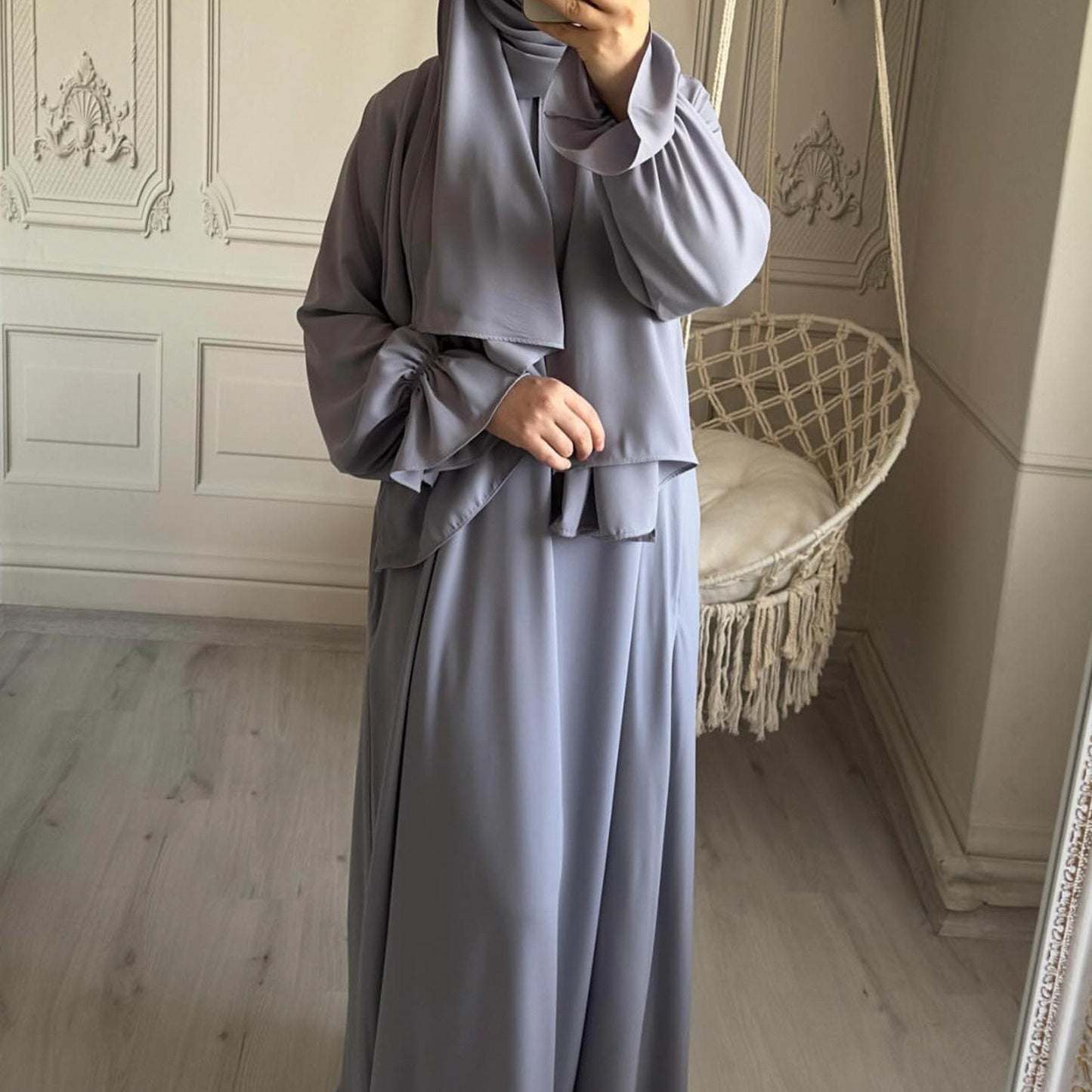 HASASERIES HS1173 Solid Color Hooded Abaya with Side Pocket