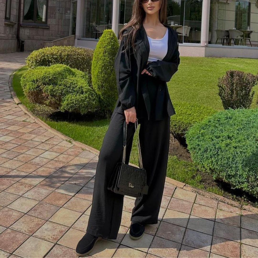 HASASERIES HS0542 Casual Long Sleeved Hooded Shirt Jacket+straight Leg Pants 2pcs Set