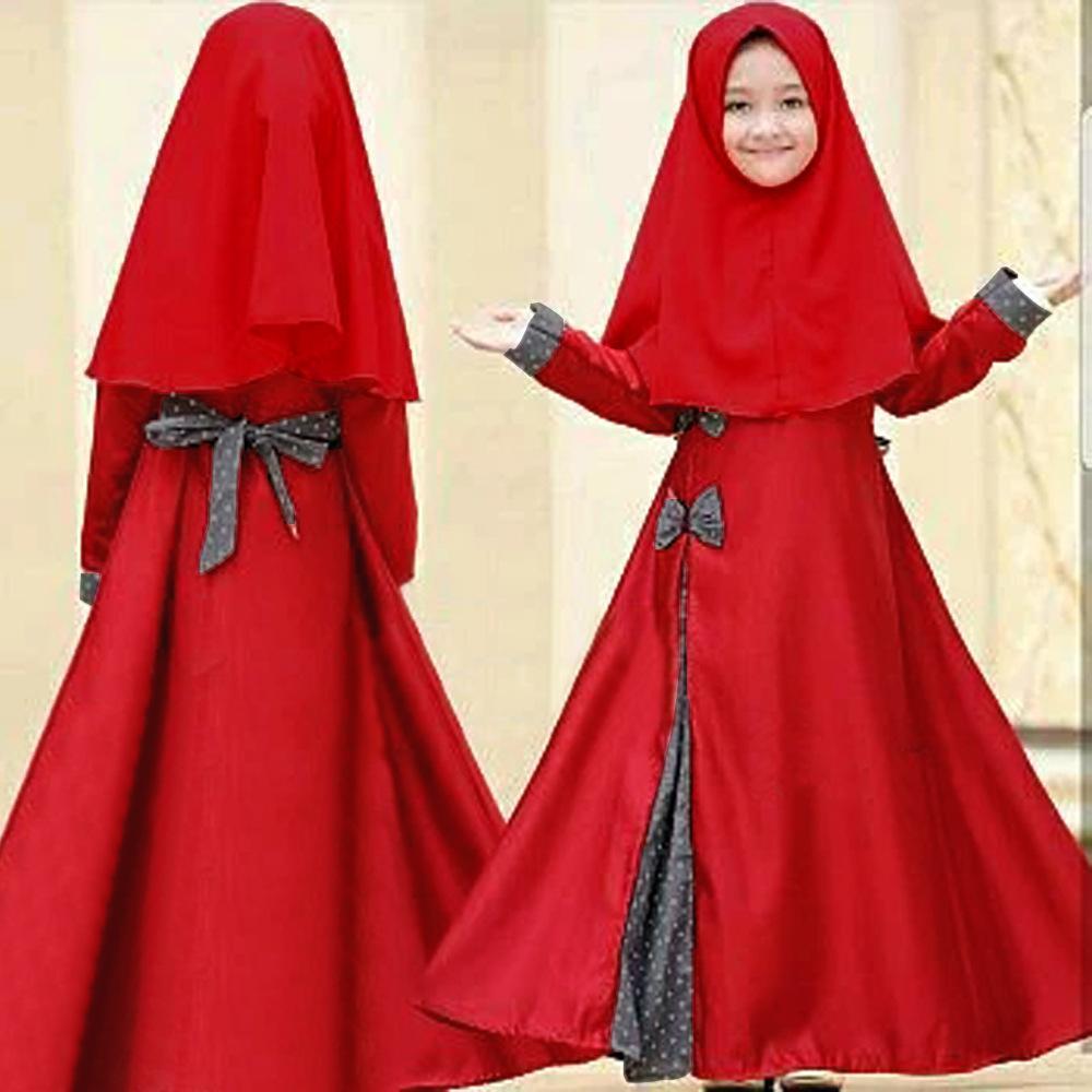 HASASERIES HS1195 Ensemble 2 pièces, Abaya pour enfant avec Khimar une couche.