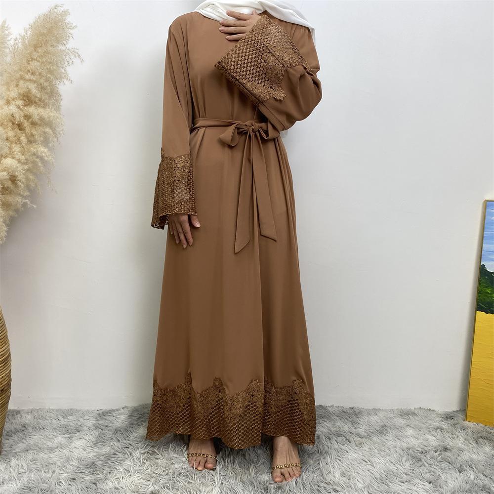 Robe longue en dentelle à la mode musulmane HASASERIES HS1084