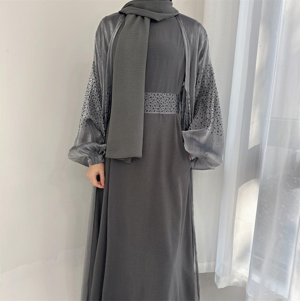 HASASERIES HS0932 3 Pcs Set Cardigan+Inner Dress+Hijab