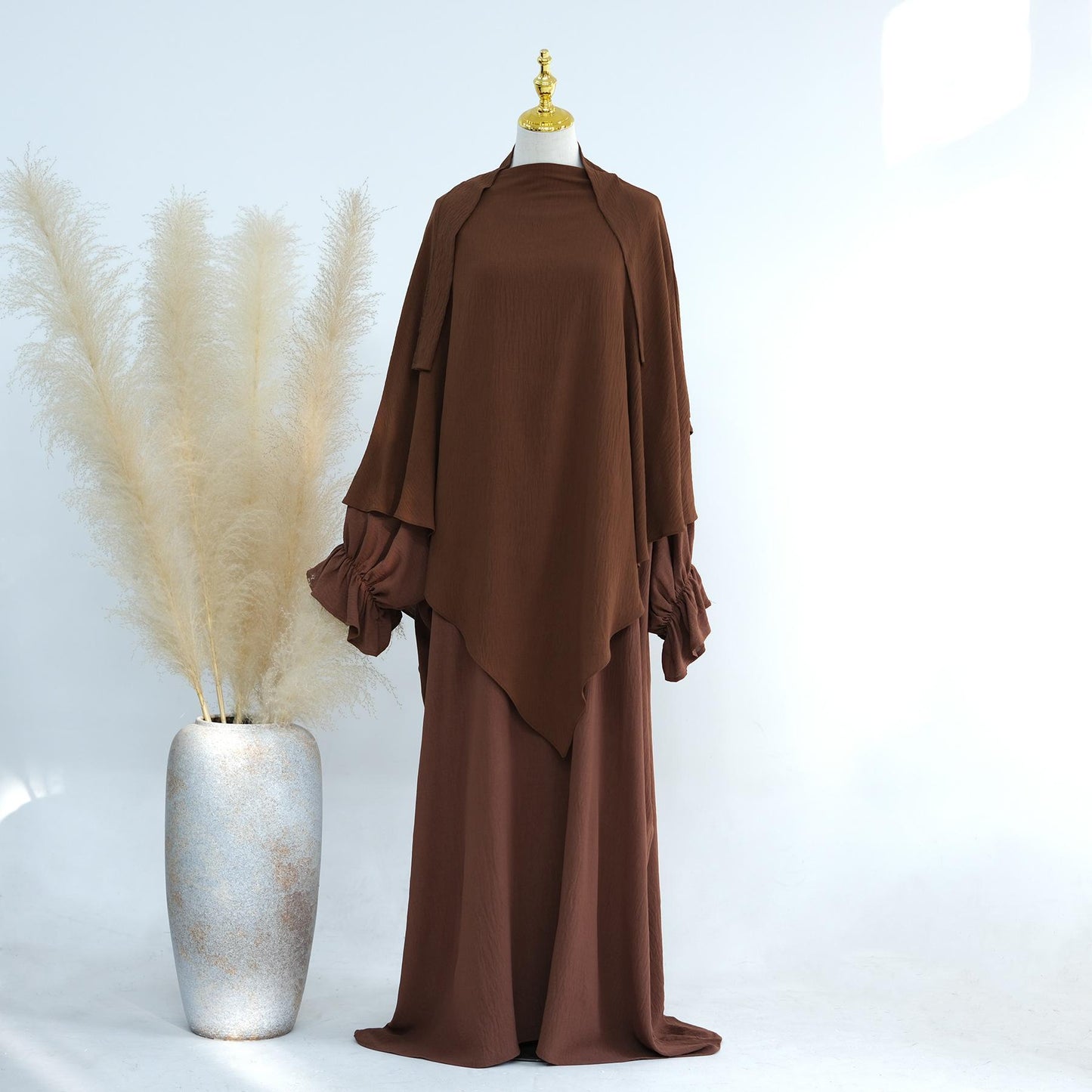 HASASERIES HS1043 2pcs Set Abaya with One Layer Khimar