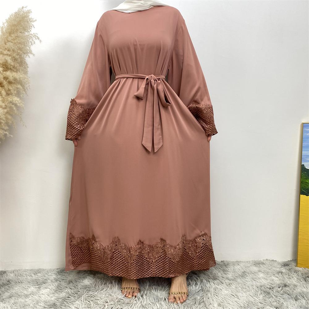 Robe longue en dentelle à la mode musulmane HASASERIES HS1084