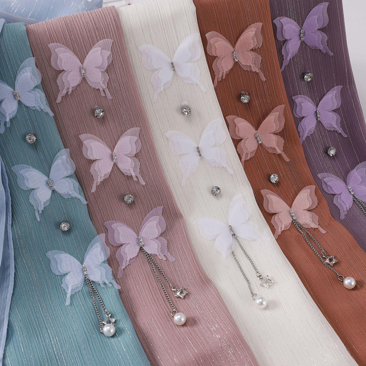 HASASERIES HS1112 Butterfly Long Headband Muslim Hijab