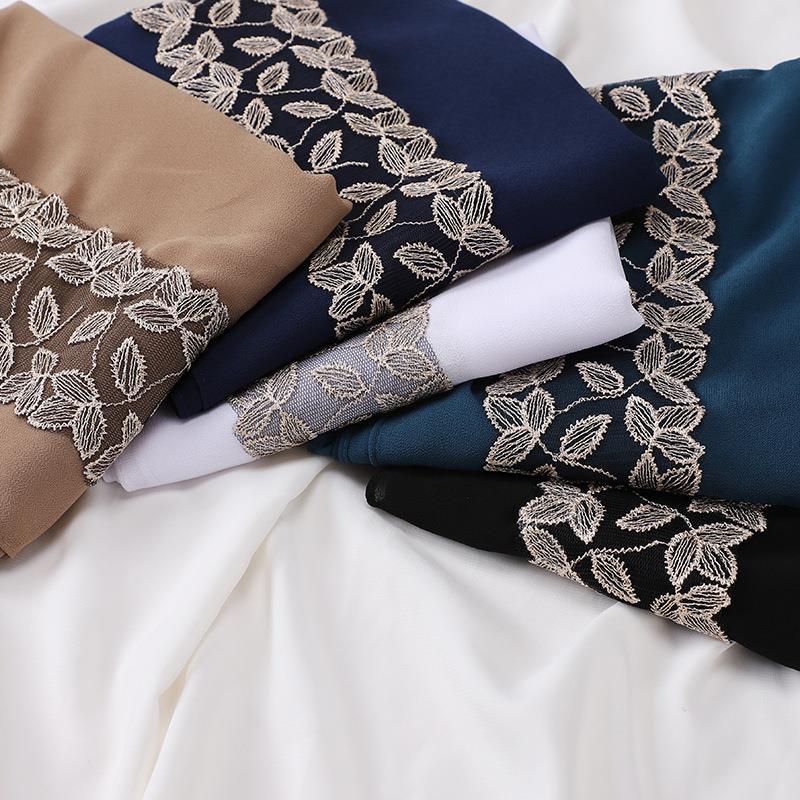 HASASERIES HS1130 Foulard en mousseline de soie et dentelle perlée