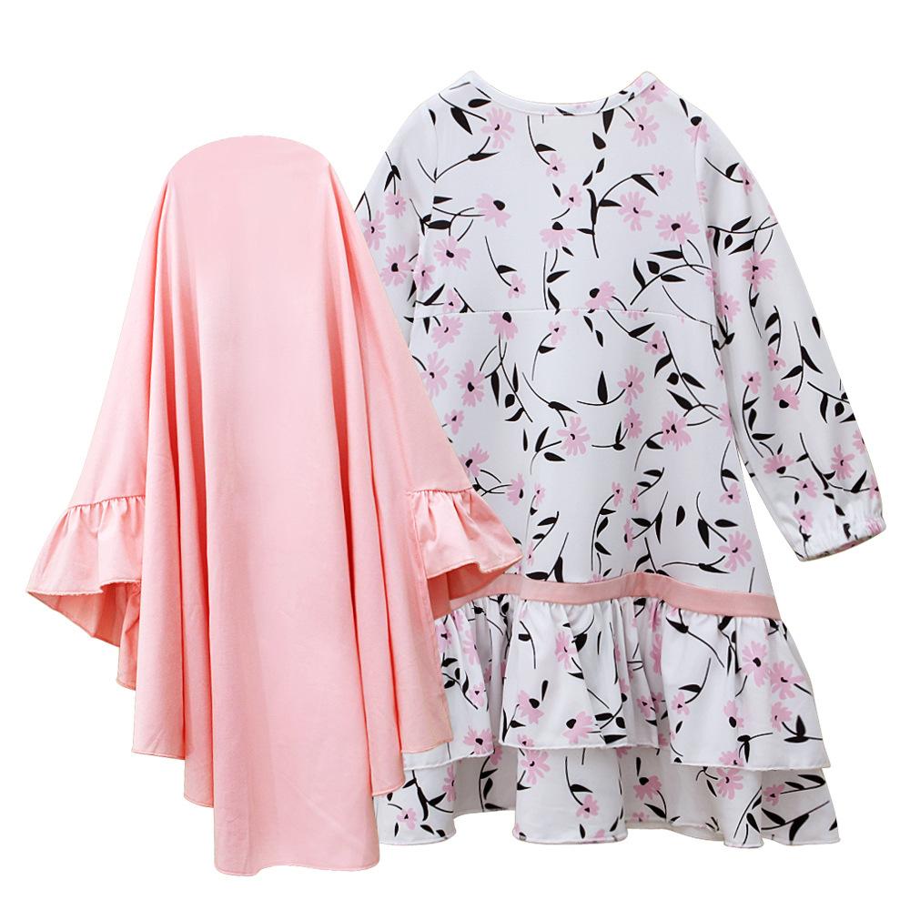 HASASERIES HS1197 Ensemble 2 pièces, Abaya pour enfant avec Khimar une couche.