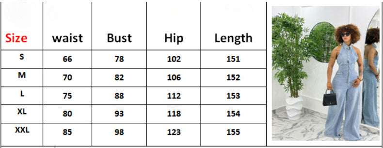 39-HS6354 Summer New Women's Clothing Wind Lapel Neck Single Breasted Backless Denim Jumpsuit Pants