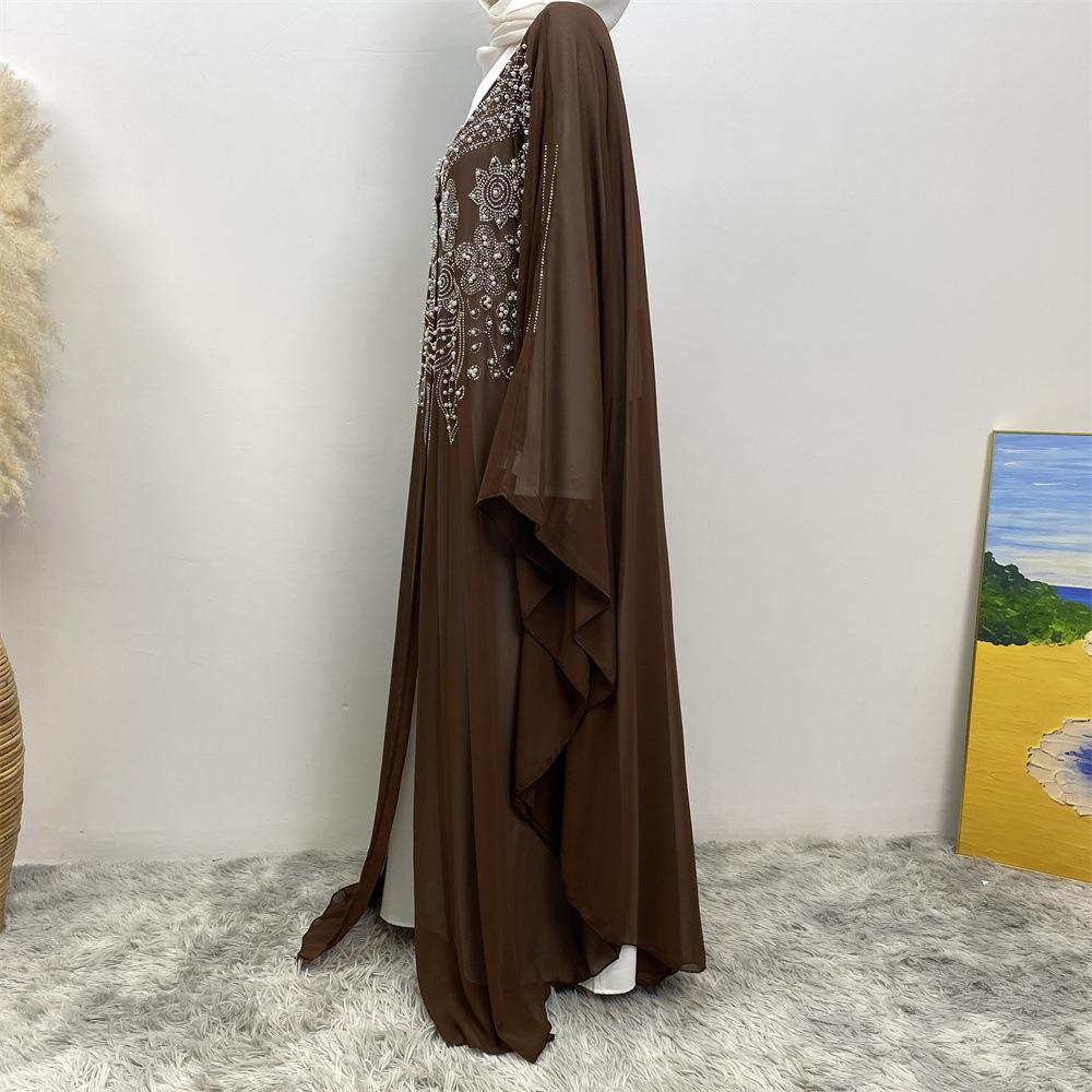 Robe cardigan musulmane à strass HASASERIES HS1085