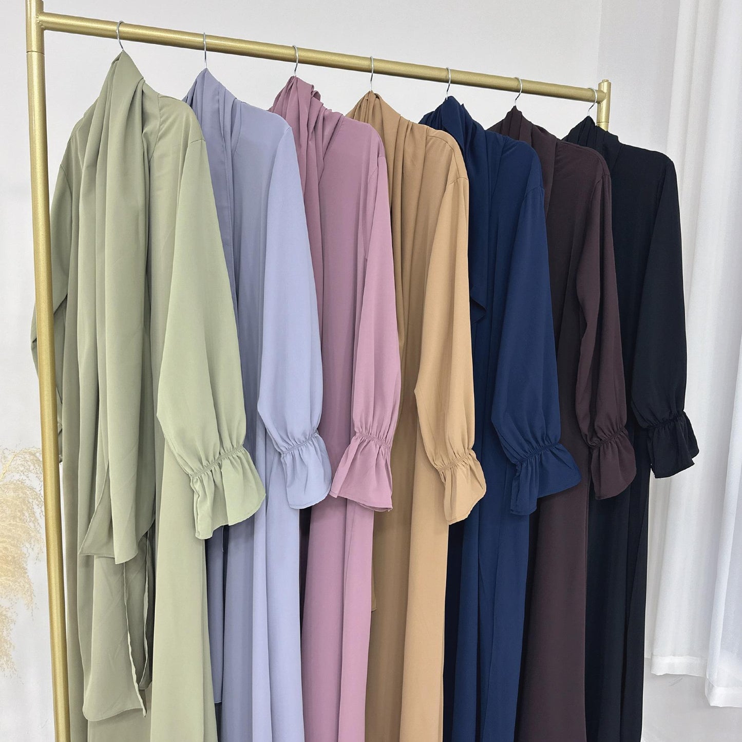HASASERIES HS1173 Solid Color Hooded Abaya with Side Pocket