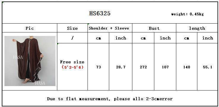 HS6325 One Size Chiffon Cover-Up with Batwing Sleeves and Button Front