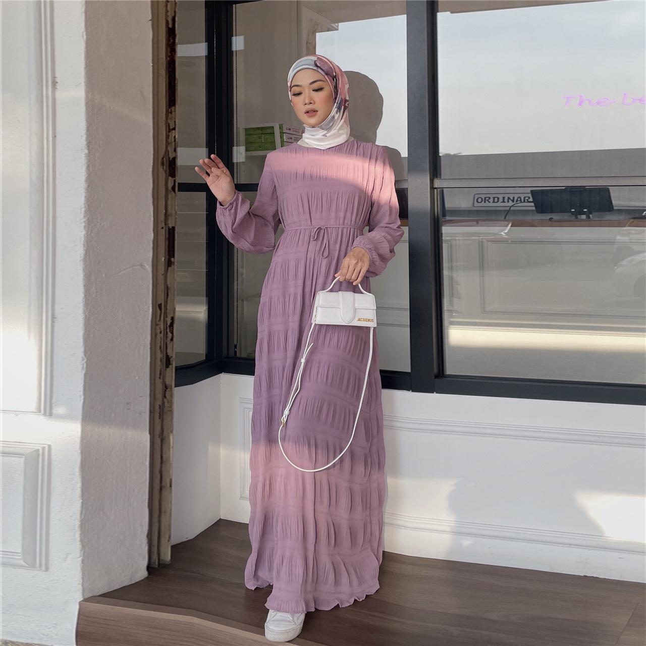 HASASERIES HS1049 Long Chiffon Pleated Dress