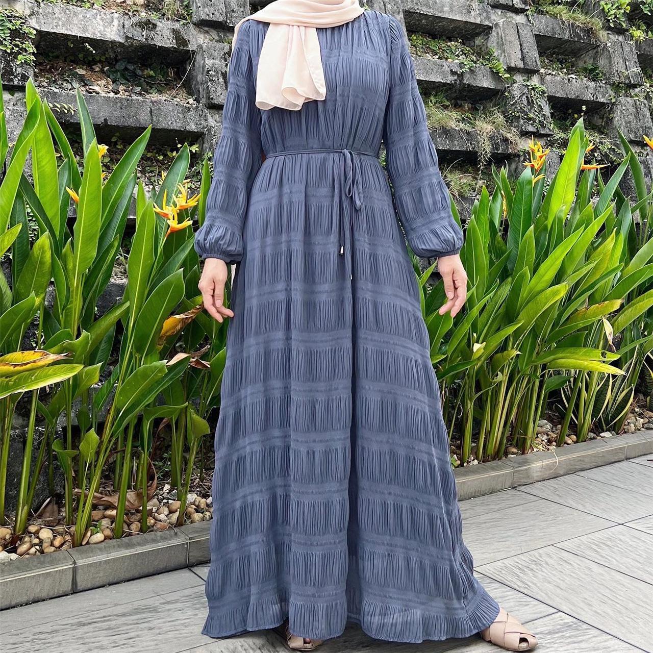 HASASERIES HS1049 Long Chiffon Pleated Dress
