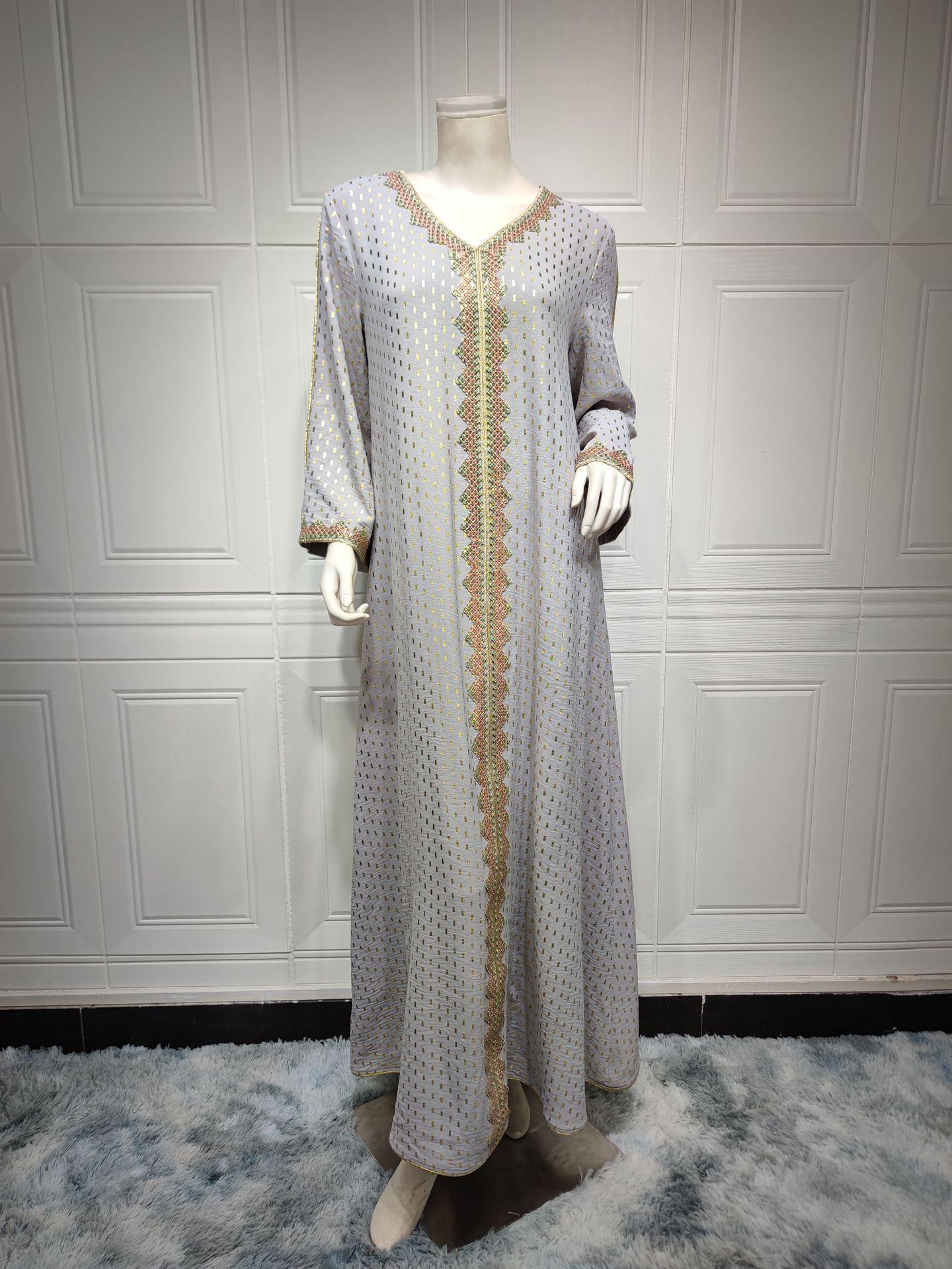 HS0442 Middle East Women's Clothing New Bronzing Muslim Dubai Robe