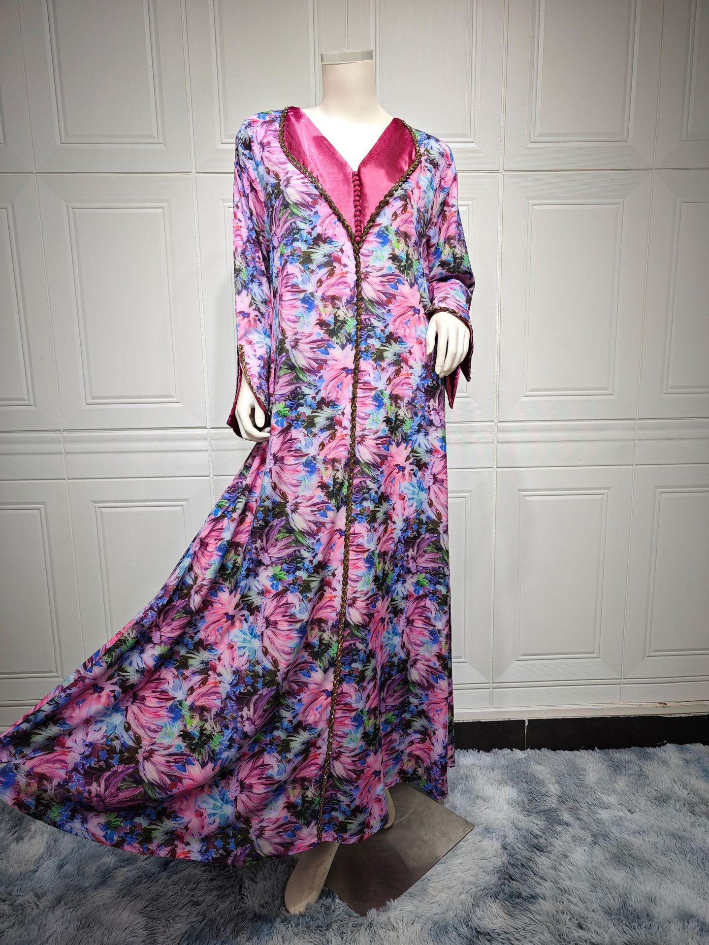 HASASERIES HS1070 Fashionable Printed Diamond Set Robe