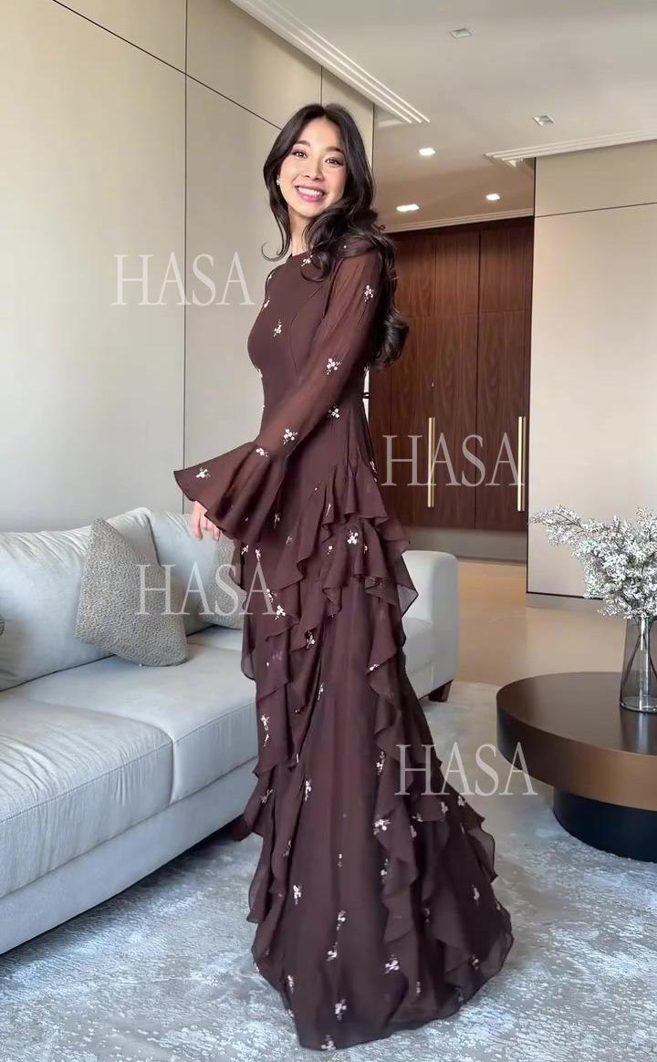 HASA HS6755 Soft Glam Layered Formal Dress