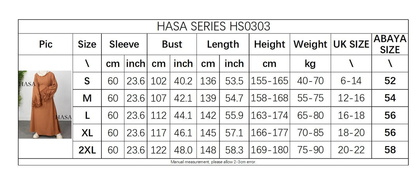 HASASERIES HS0303 3D Embroidery Sleeves with Two Sides Pocket and Nursing Zippers Solid Abaya