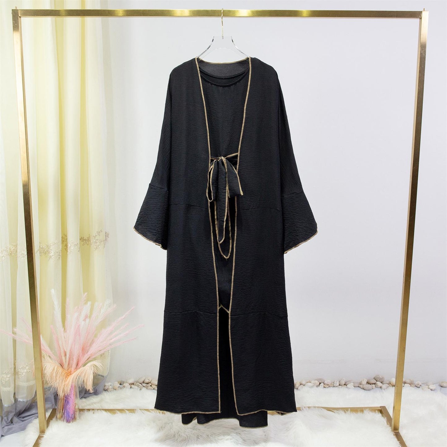 HASASERIES HS1098 3pcs Set Without Sleeves Inner Dress+Cardigan+special Belt
