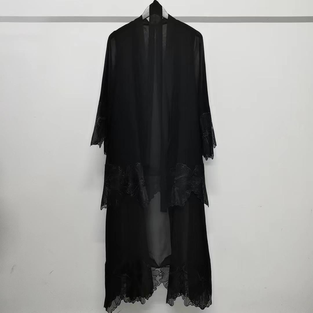 HASASERIES HS1025 1pcs Lace Embroidery Double-Layer Cardigan