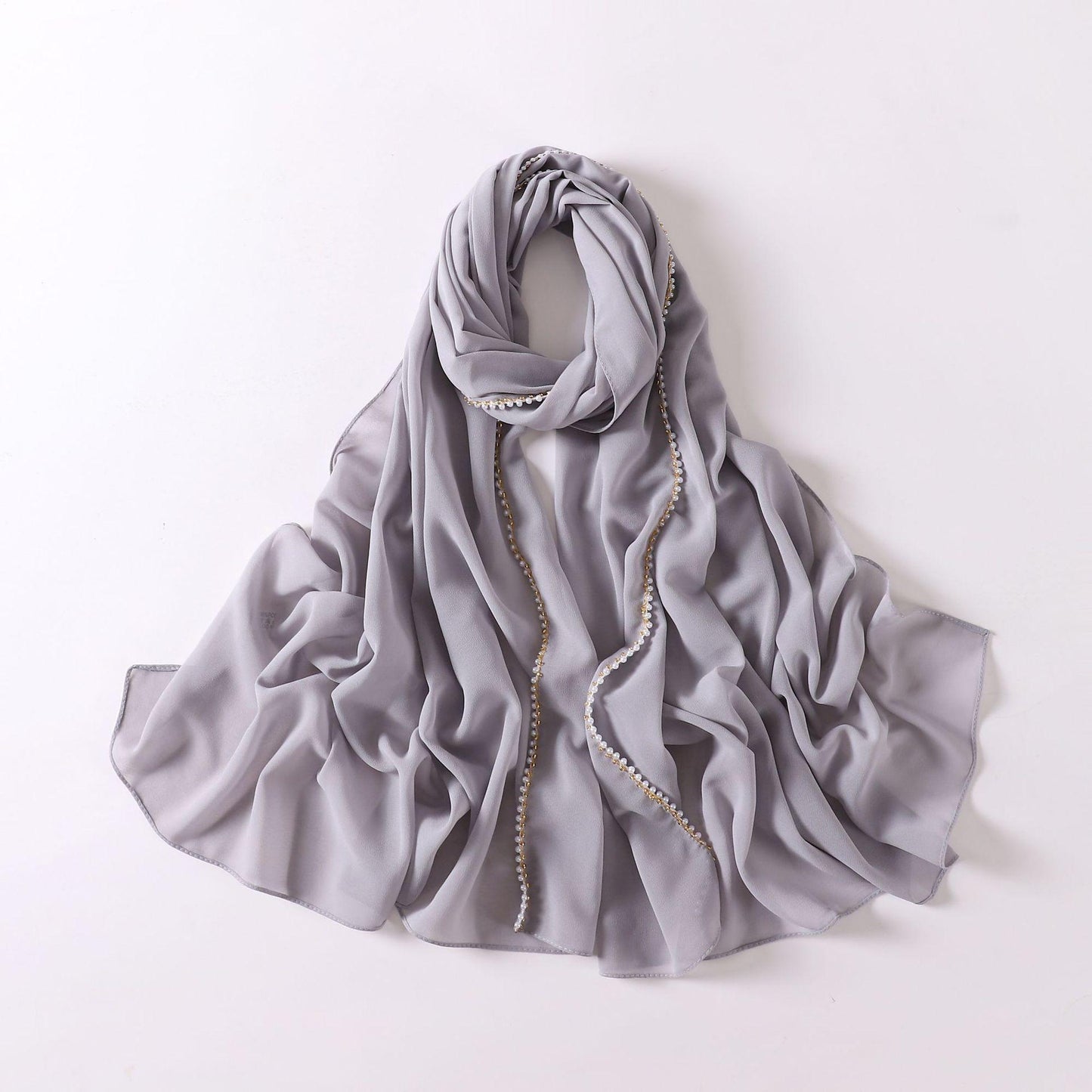 HASASERIES HS1116 Pearl Chiffon Headband Hijab
