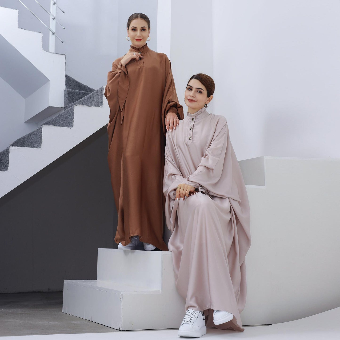 HASASERIES HS0716 Large Swing Solid Robe Dress