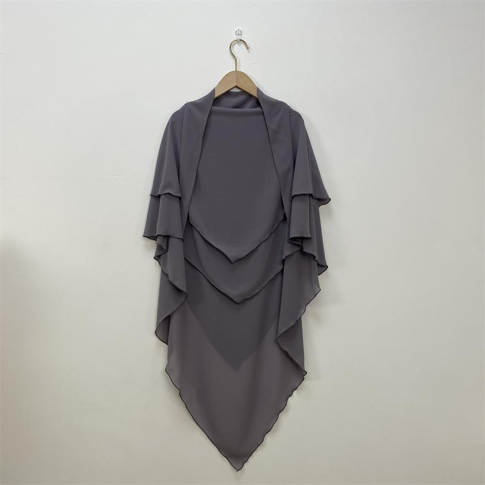 HS0453 Solid Color Chiffon Turban Middle East Dubai Turkey Solid Color Double Layer Big Turban