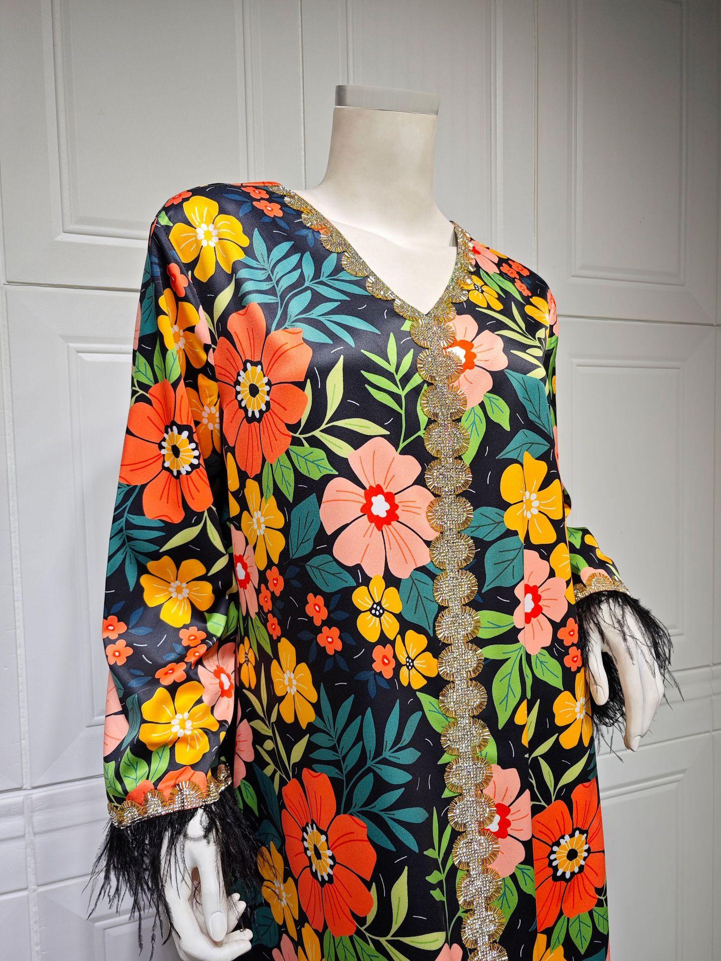 HASASERIES HS1078 Printed Diamond Camel Hair Dress
