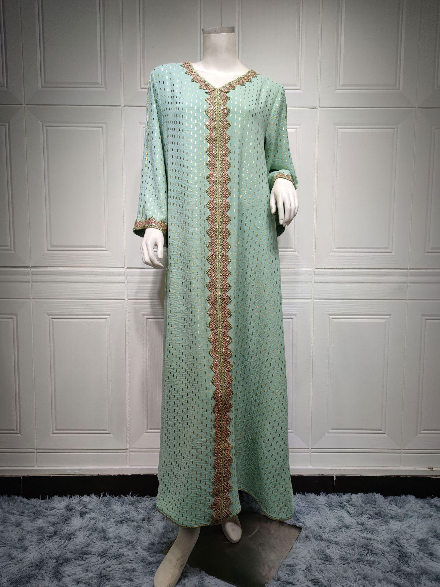 HS0442 Middle East Women's Clothing New Bronzing Muslim Dubai Robe