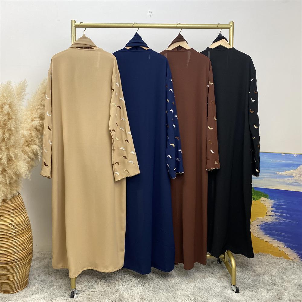 HASASERIES HS0927 Explosions Heavy Industry Embroidery Cardigan Abaya