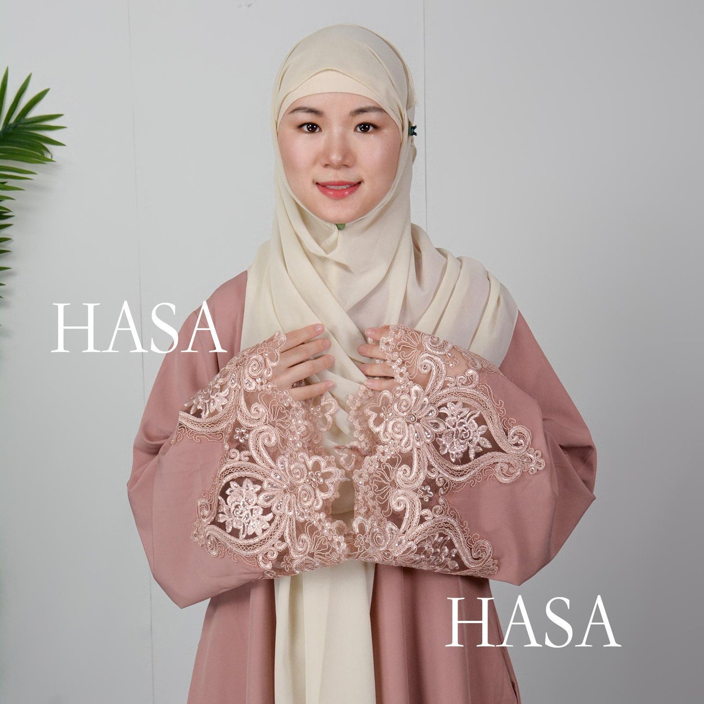 HASASERIES HS0303 3D Embroidery Sleeves with Two Sides Pocket and Nursing Zippers Solid Abaya