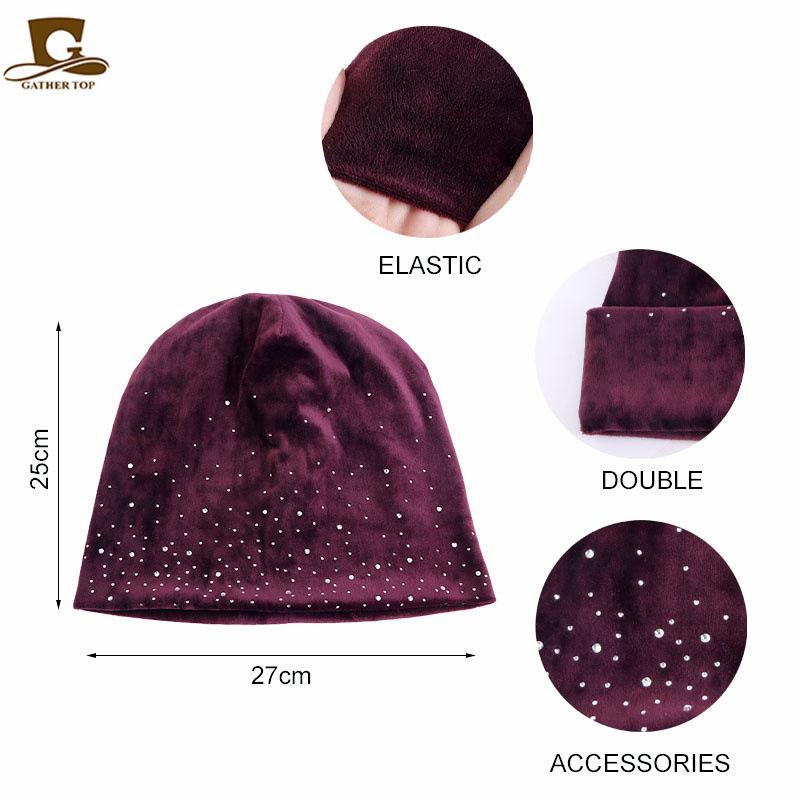 HASASERIES HS1091 Full Sky Star Diamond Muslim Headband Hat