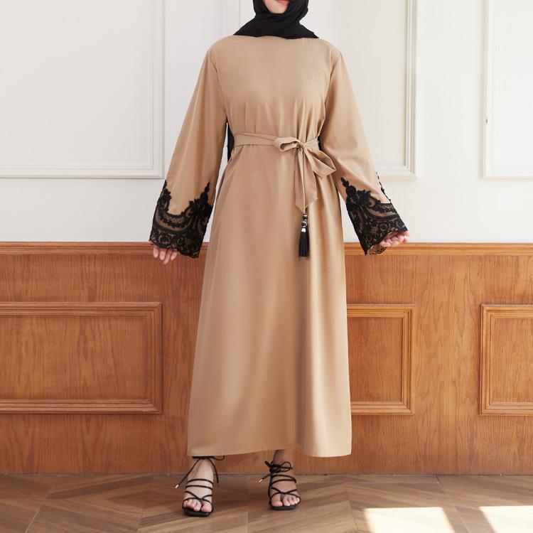 HASASERIES HS0627 Embroidered Sequin Cuff Robe