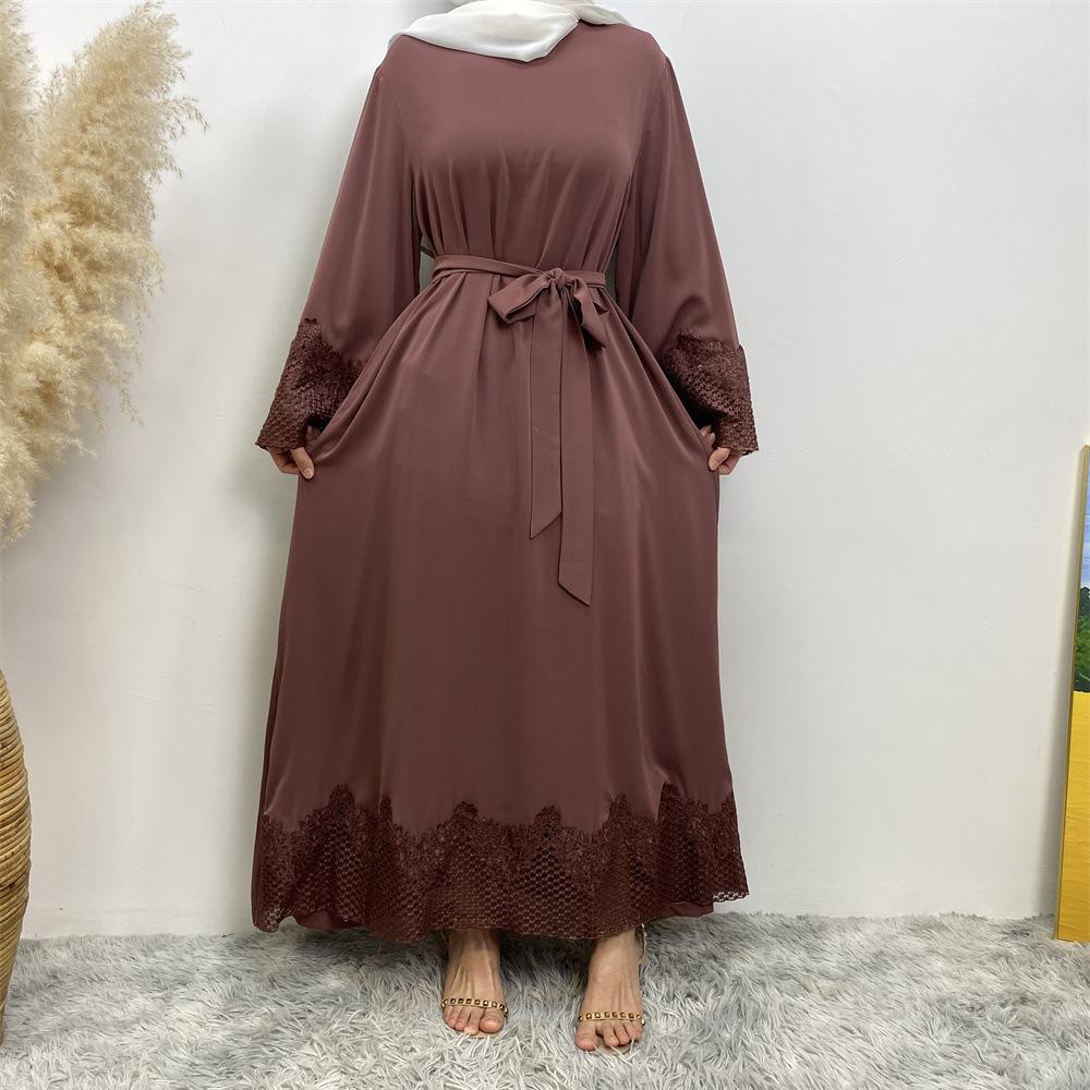 Robe longue en dentelle à la mode musulmane HASASERIES HS1084