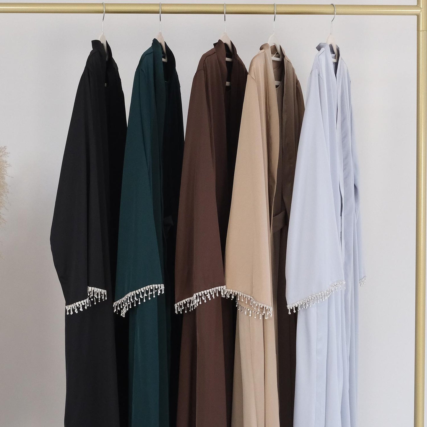 HASASERIES HS1047 1pcs Solid Color Beaded Cardigan Robe