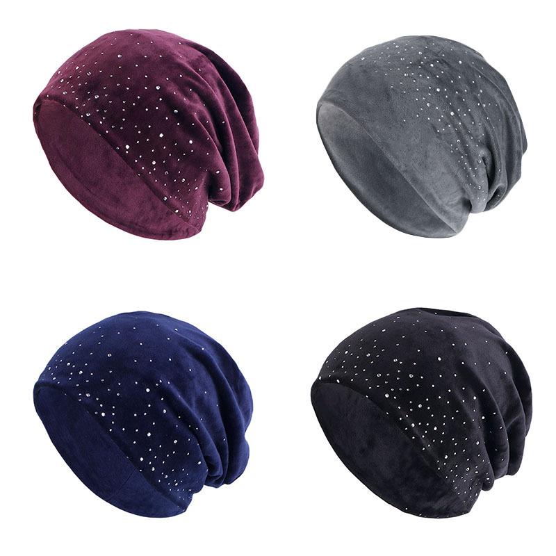 HASASERIES HS1091 Full Sky Star Diamond Muslim Headband Hat