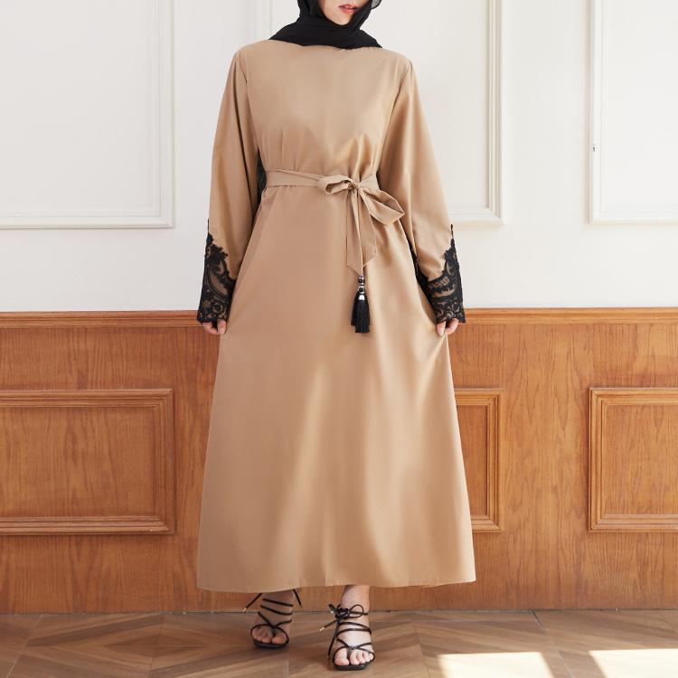 HASASERIES HS0627 Embroidered Sequin Cuff Robe