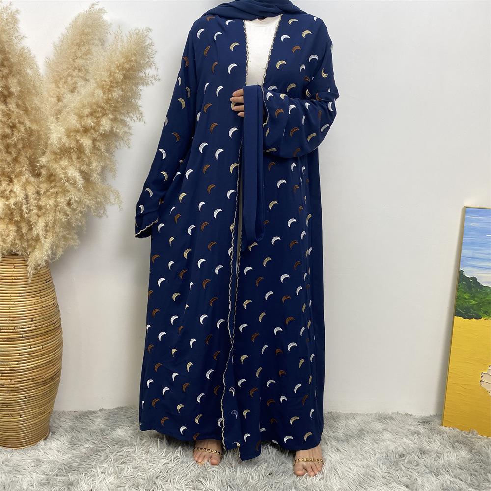 HASASERIES HS0927 Explosions Heavy Industry Embroidery Cardigan Abaya