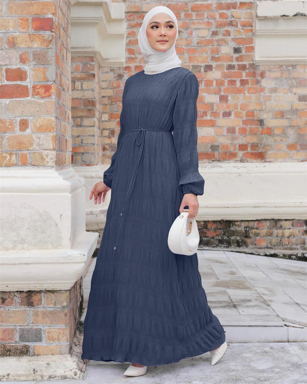 HASASERIES HS1049 Long Chiffon Pleated Dress