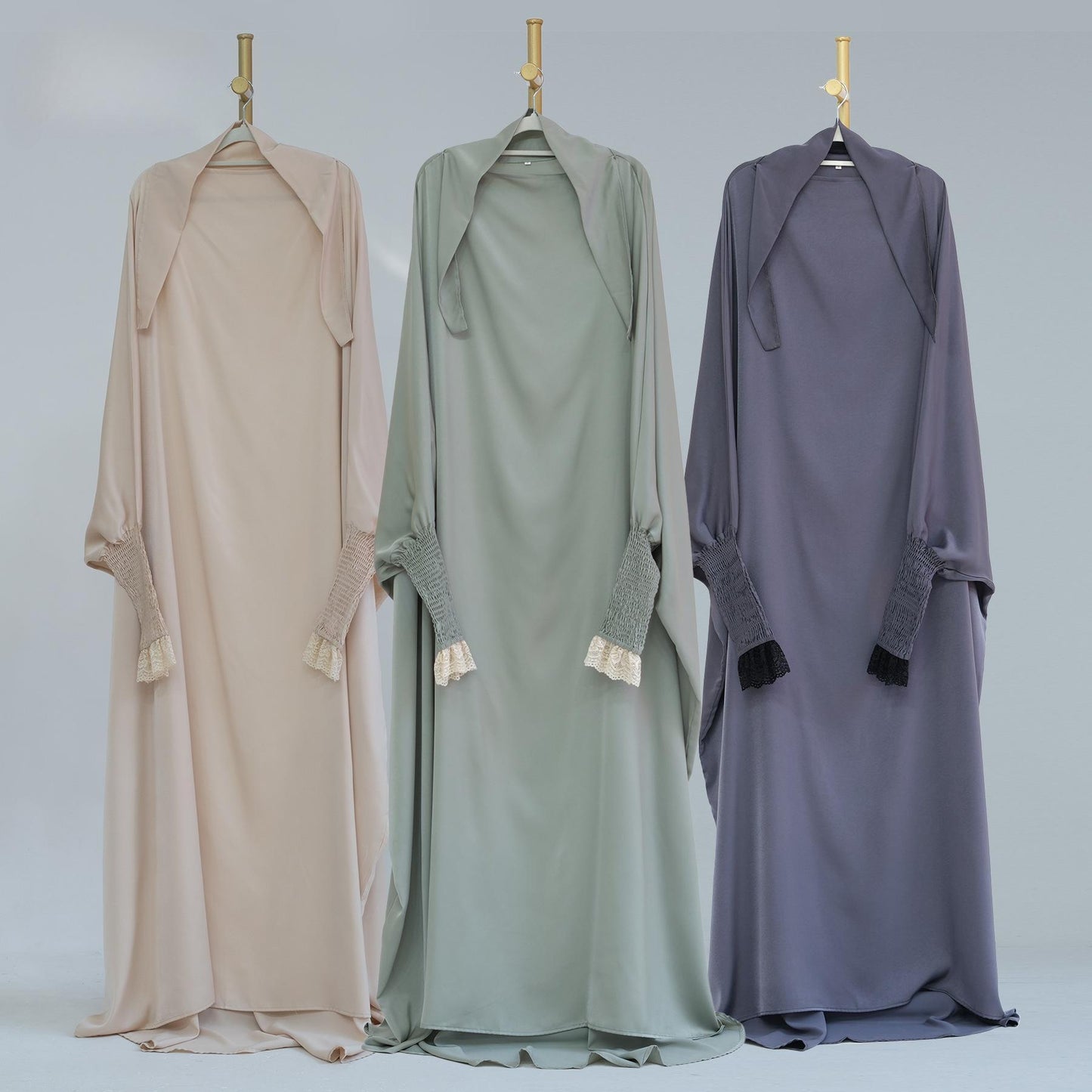 HASASERIES HS0721 Solid Color Robe Dress with A Large Swing