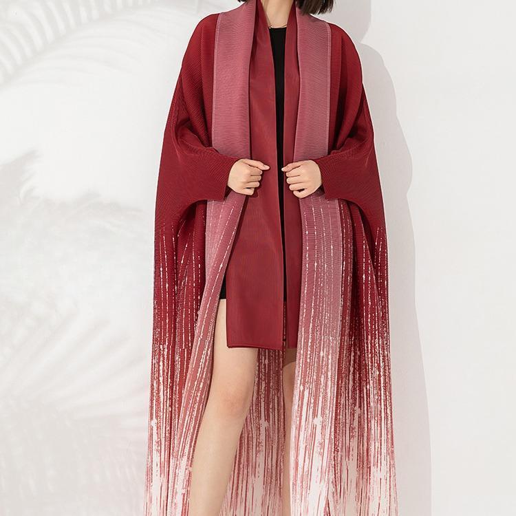 HASA HS1245 Ombré Abaya Loose Fashion Robe with Pleated Patchwork Detailing