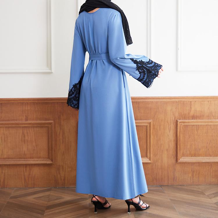 HASASERIES HS0627 Embroidered Sequin Cuff Robe